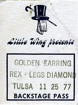 Golden Earring backstage pass November 25, 1977 Tulsa - Fairground Pavillion